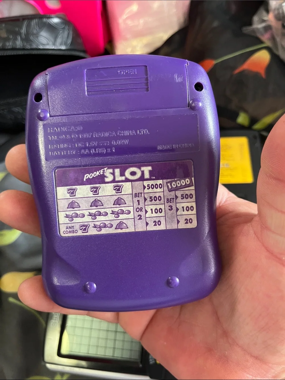 Purple Pocket Slot Electronic Handheld Game by